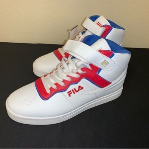 Men’s White/Red/ Blue High Top Fila - Size 11